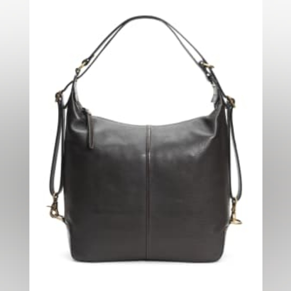FRYE Gia Convertible Shoulder Hobo Bag Backpack Brown Leather - Picture 2 of 8